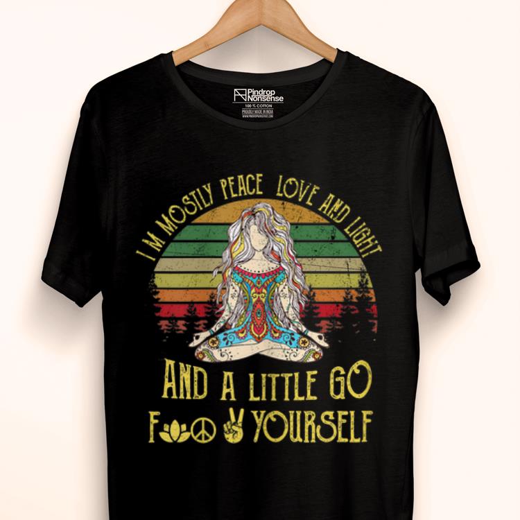 Official Im Mostly Peace Love And Light Yoga Tattooed shirt