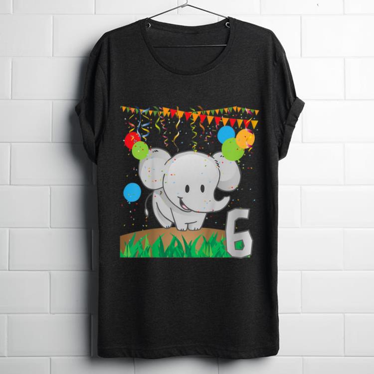 Official Youth Sixth Birthday Elephant 6 Six Years Old shirt
