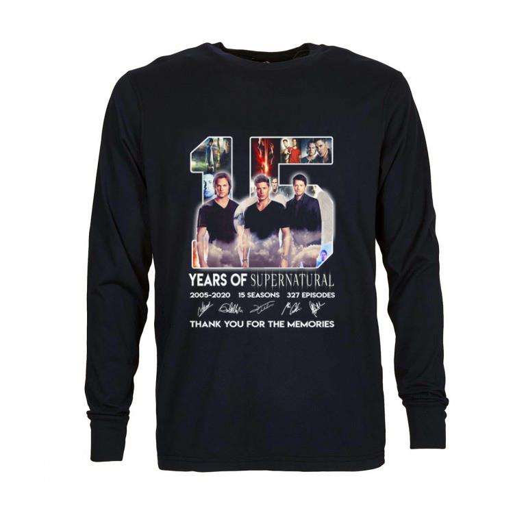 Premium 15 years of Supernatural 2005-2020 15 seasons signatures 327 ep shirt 2 Premium 15 years of Supernatural 2005-2020 15 seasons signatures 327 ep shirt