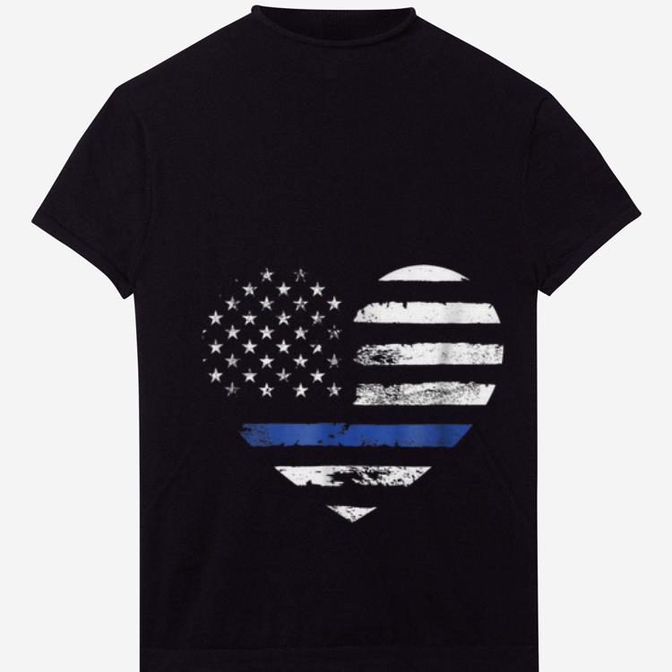  Premium Thin Blue Line Heart American Flag shirt