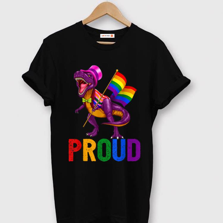 Pretty Dinosaur T Rex LGBT Gay Pride Gift Flag shirt