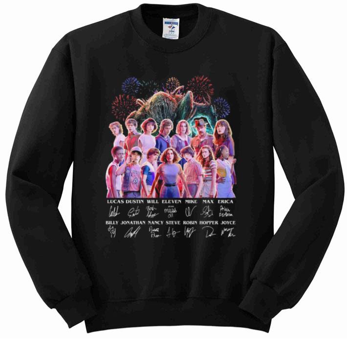 Pretty Stranger Things all character signatures Lucas Dustin Will Eleven shirt