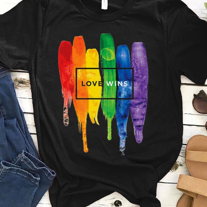 Top LGBT Love Wins Rainbow Paint Typographic Premium shirt