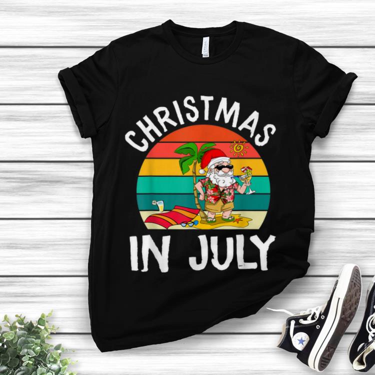 Top Vintage Christmas In July Santa Claus In Hawaii Beach shirt