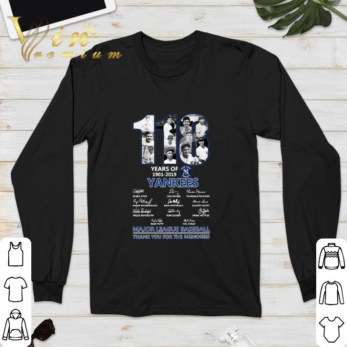 Awesome 118 Years Of New York Yankees 1901-2019 signatures shirt