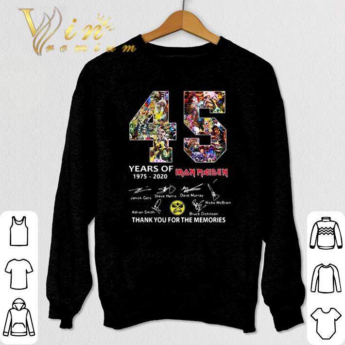 Awesome 45 years of Iron Maiden signatures thank you the memories shirt