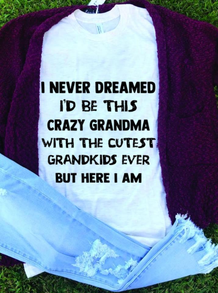  Best price I Never Dreamed I'd Be This Crazy Grandma With The Cutest Grandkids Ever But Here I Am shirt