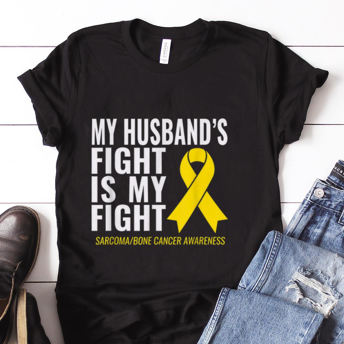  Best price My Husband's Fight Is My Fight Cancer Wareness shirt