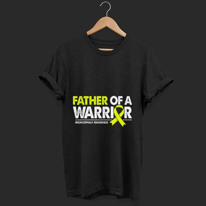 Hot Father of a Warrior Yellow Ribbon Microcephaly Awareness shirt
