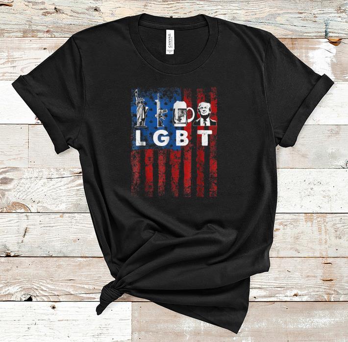 Nice LGBT Liberty Guns beer Trump American Flag shirt