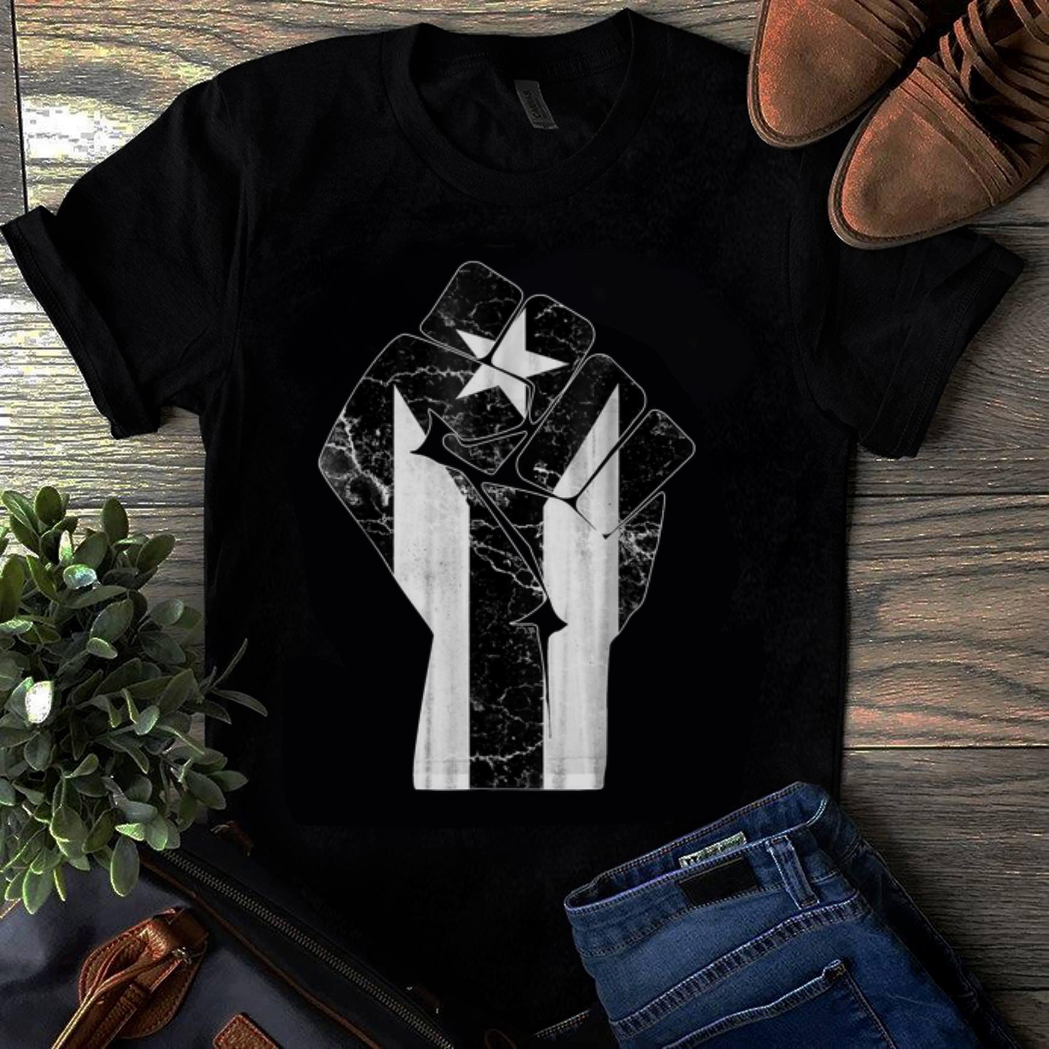  Original The Raised Fist Puerto Rico Resiste Black Flag shirt