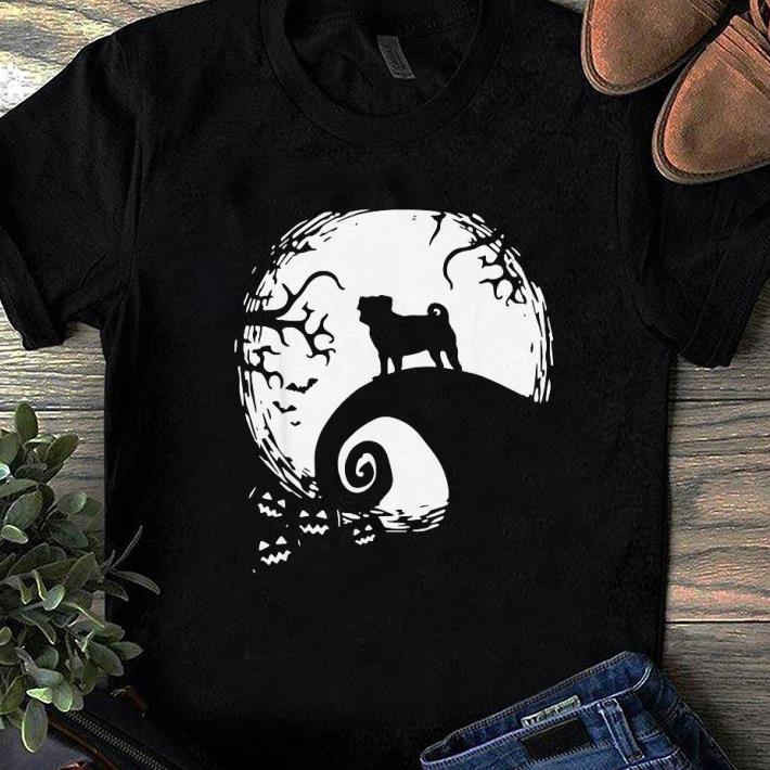 Premium Halloween pug dog and full moon shirt