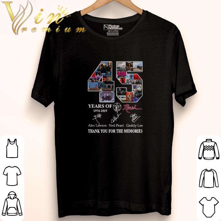 Top 45 Years of Rush 1974-2019 signature thank you for the memories shirt