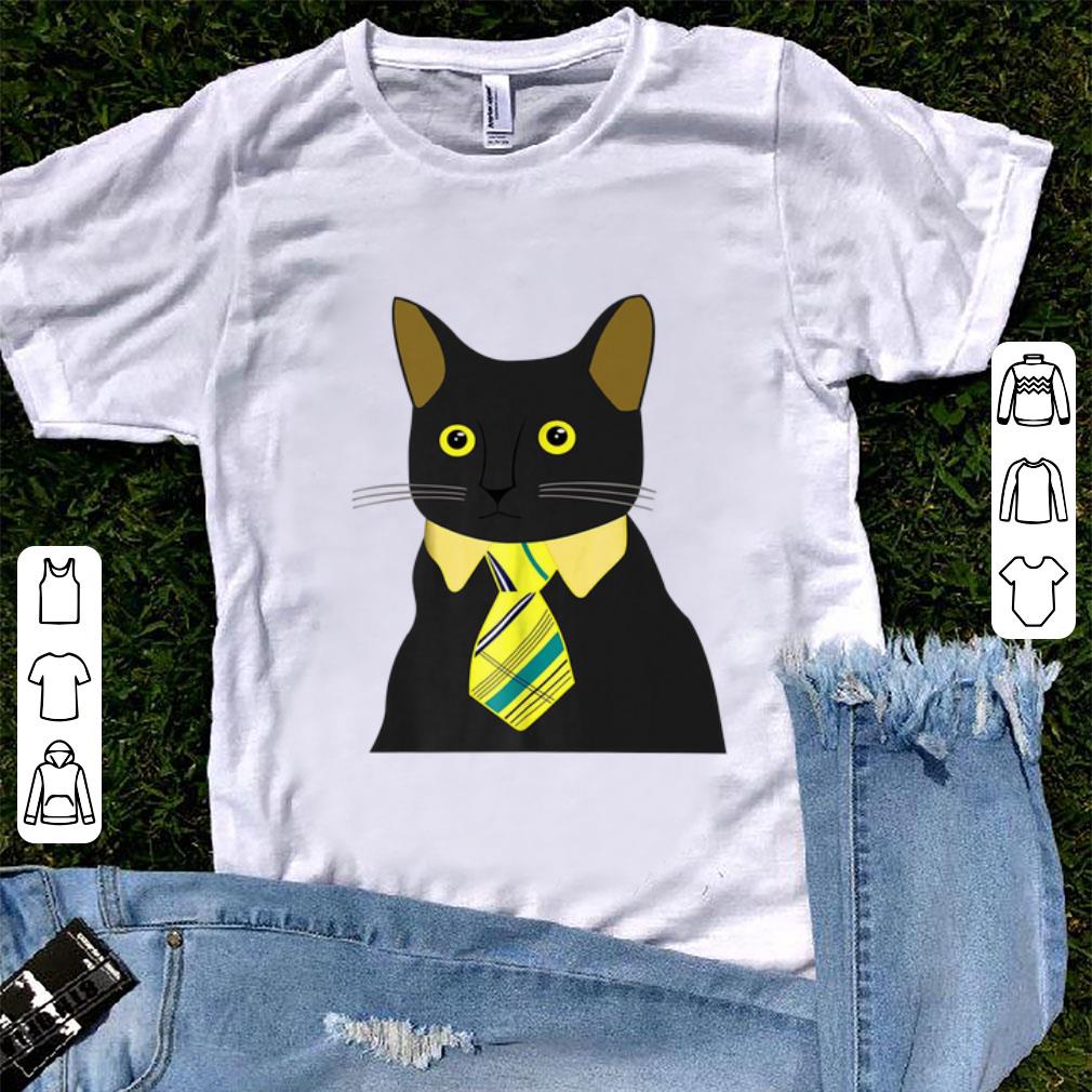 Top Black Business Cat Kitten With Yellow Tie shirt