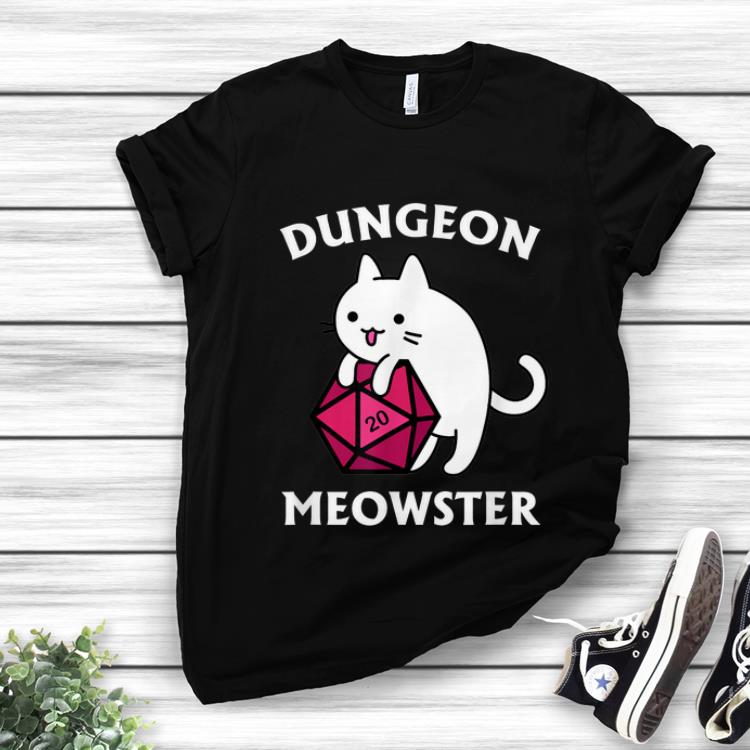 Top Dungeon Meowster DnD Gamer Cat D20 shirt