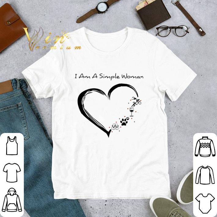 Top I am a simple woman love flip flop paw dog wine glass Triathlon shirt