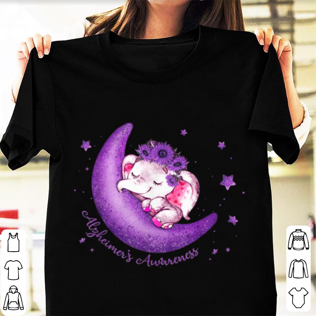 Awesome Alzheimer's Awareness Cute Elephant On The Moon shirt