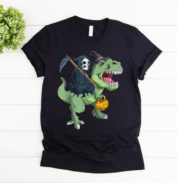 Awesome Grim Reaper And T-rex Halloween shirt