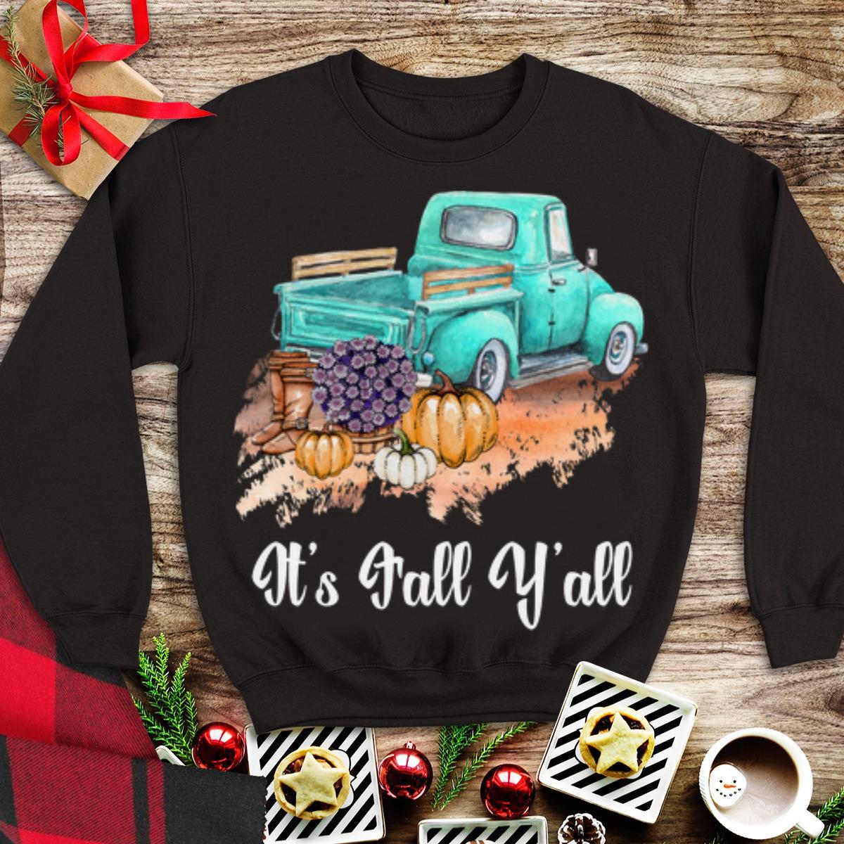 Awesome It's Fall Y'all Fall Pumpkin Truck shirt