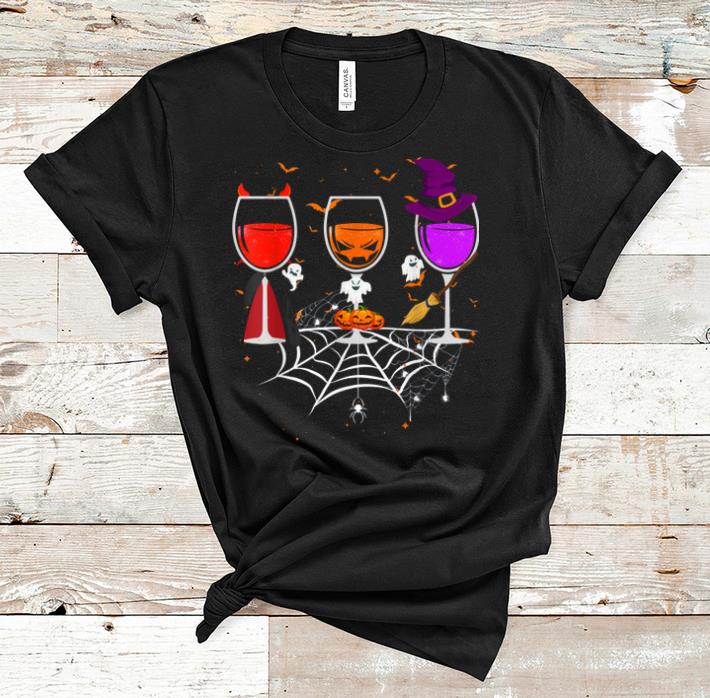 Awesome Three Wine Glasses Funny Halloween shirt