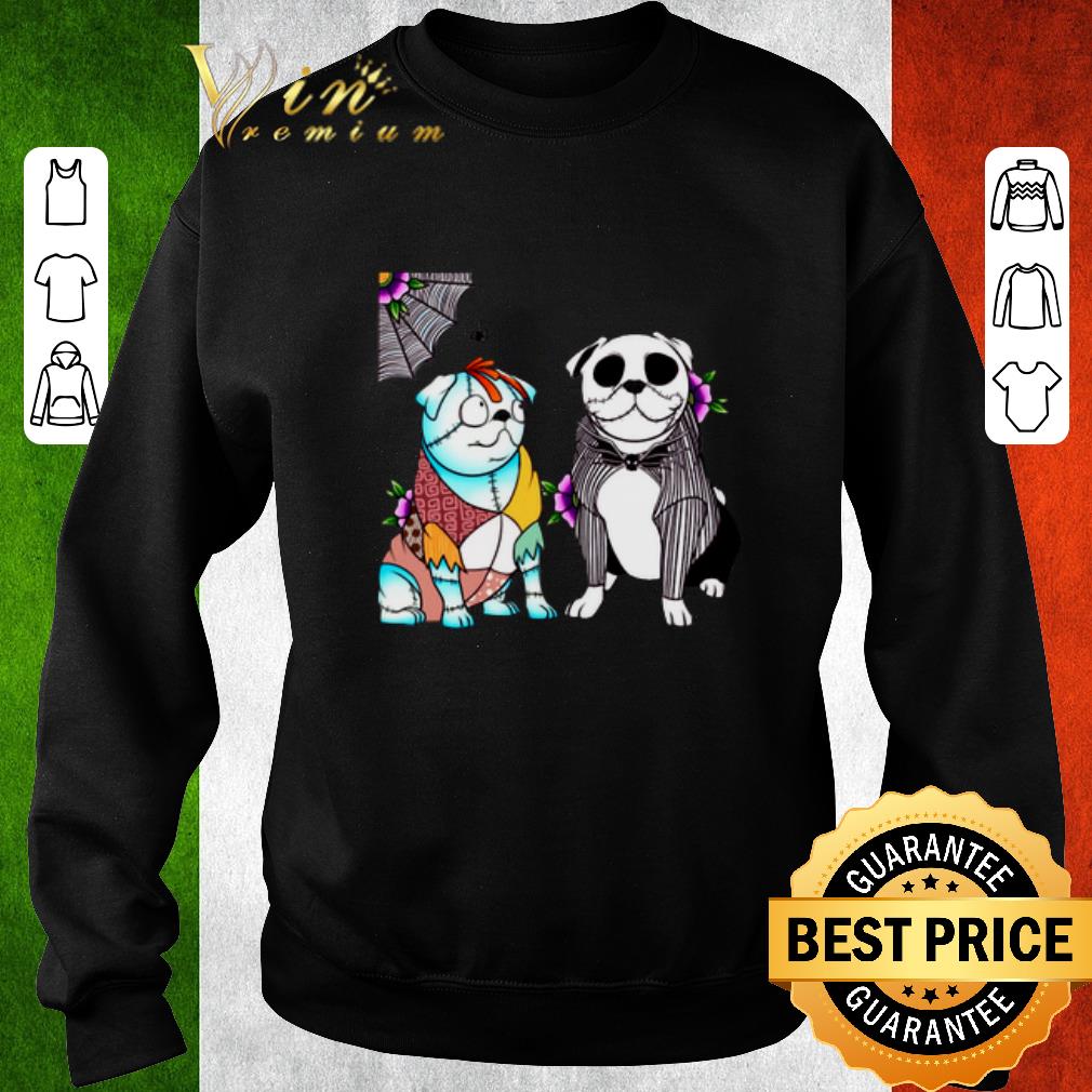 Funny Bulldog Jack Skellington and Sally shirt