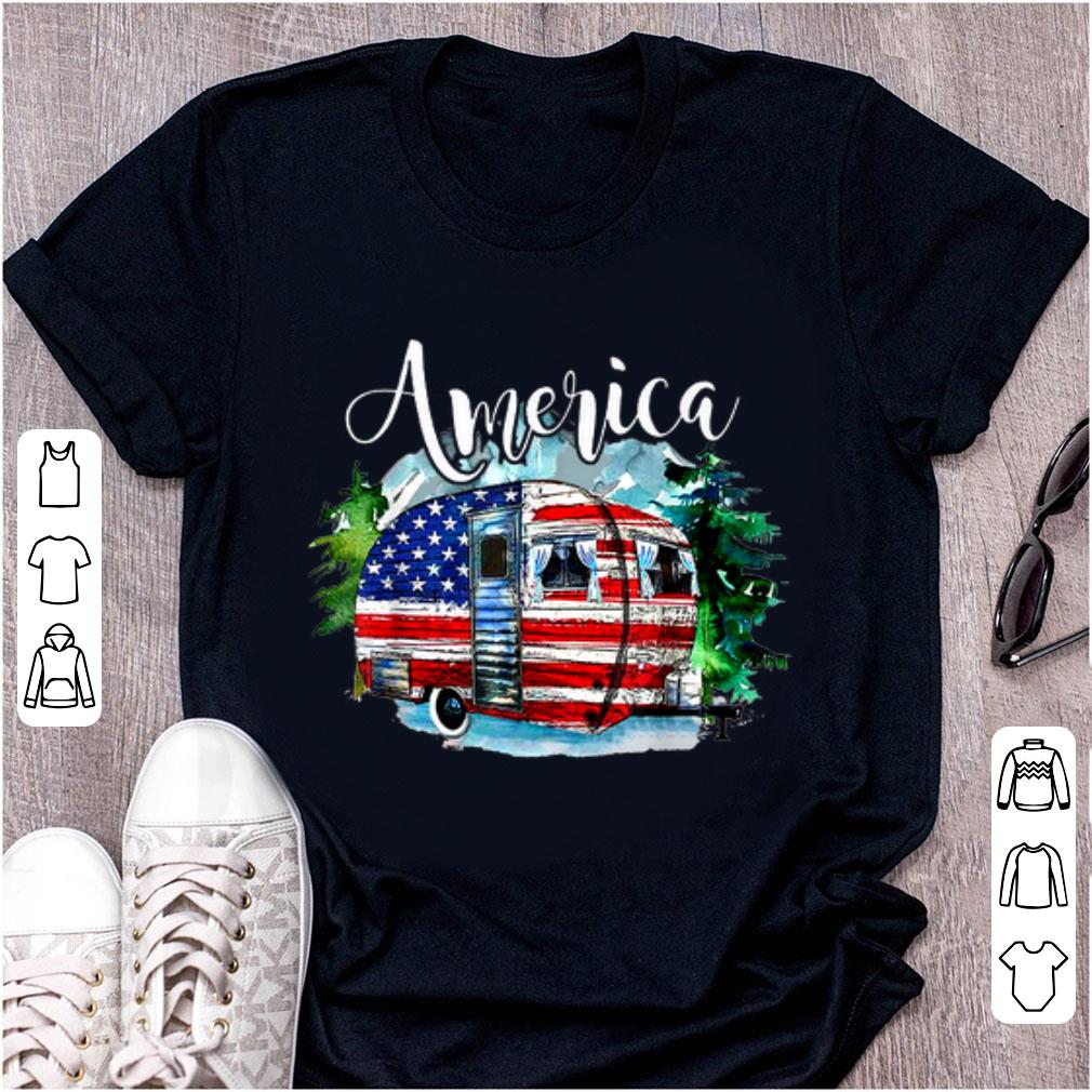 Hot Camping Independence day 4th of July America Flag shirt