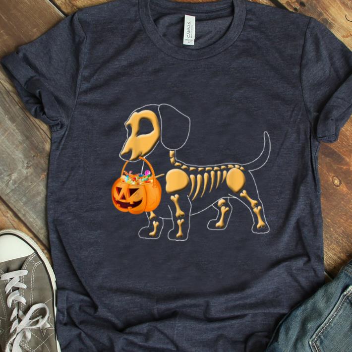 Hot Happy Halloween Skeleton Dachshund Pumpkin shirt