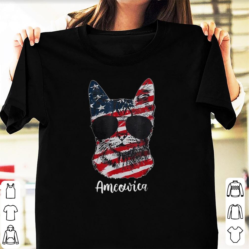 Nice Ameowica Meow Cat American Flag 4th of July Patriotic shirt