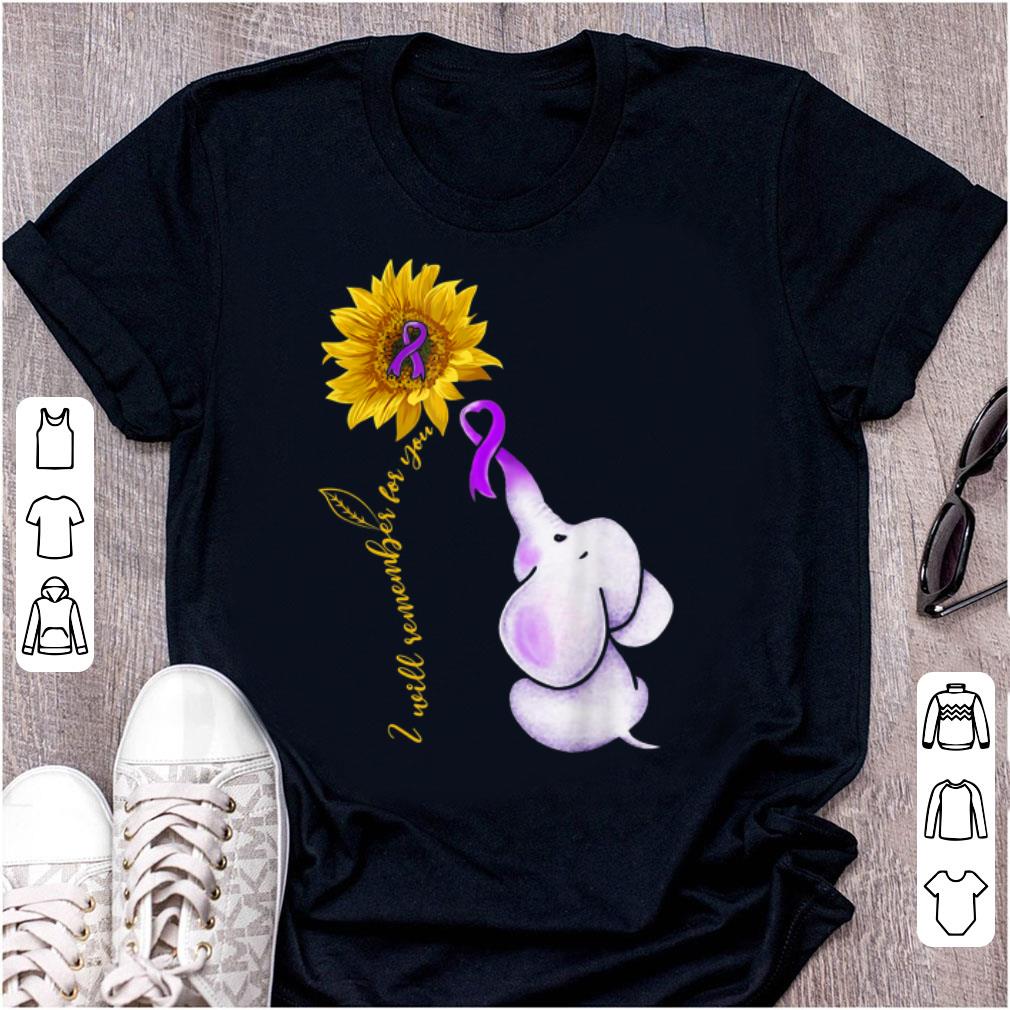 Nice Elephant I Will Remember For You Sunflower Alzheimer's Awareness shirt