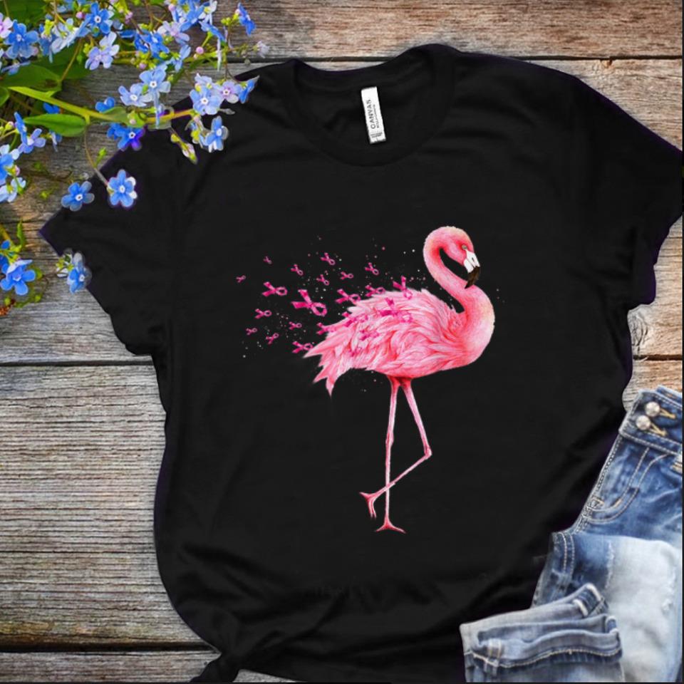  Nice Flamingo Pink Ribbon Breast Cancer Awareness shirt