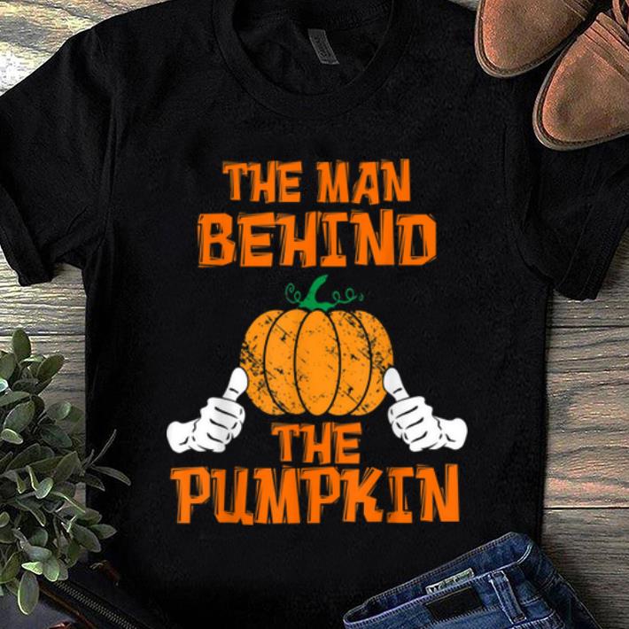 Nice Mens Halloween Pregnancy Baby Reveal Man Behind The Pumpkin Funny shirt