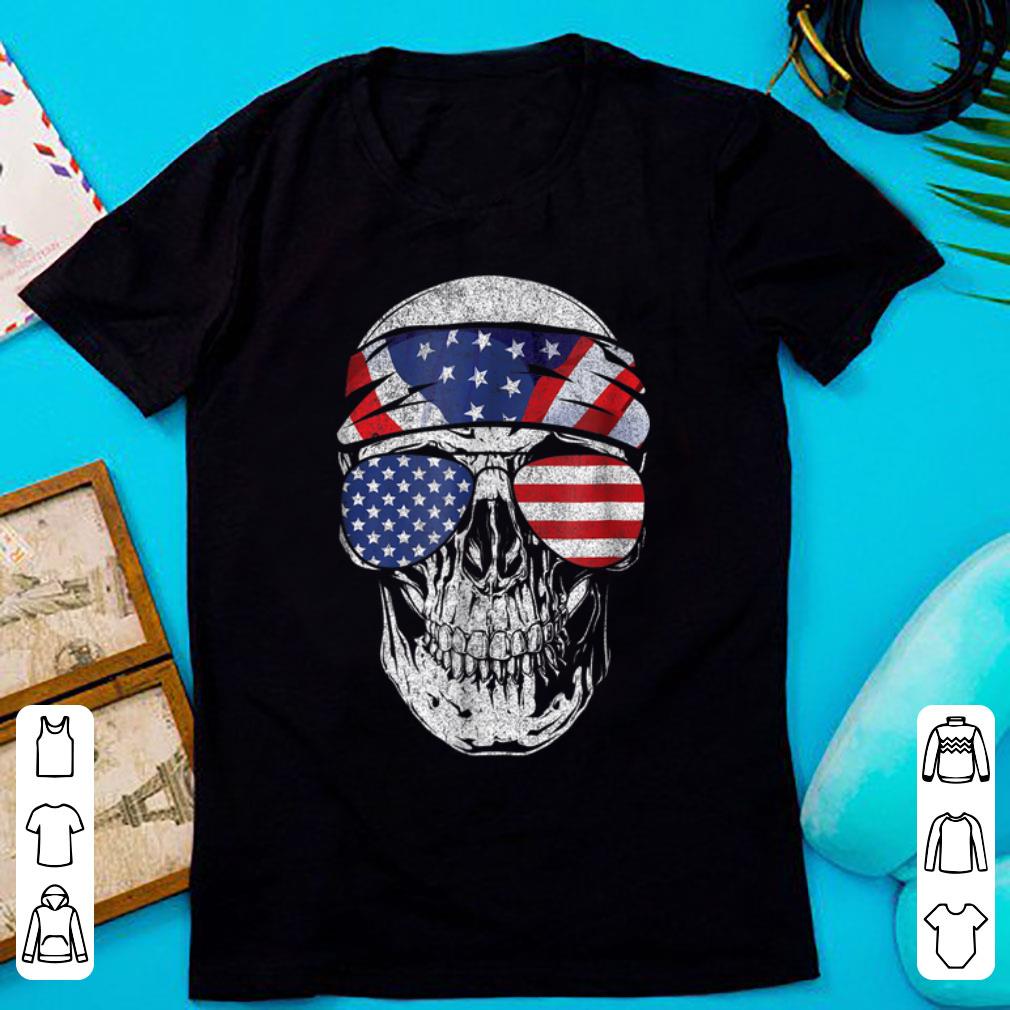 Official July 4th American Flag Skull Patriotic Gift Tee shirt