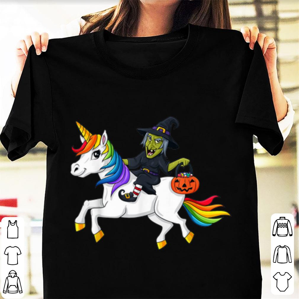 Official Witch Riding Rainbow Unicorn Halloween shirt