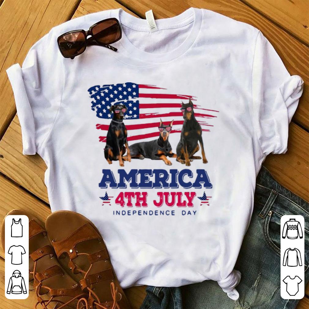 Premium American Flag 4th July Independence Day Doberman Pinscher shirt