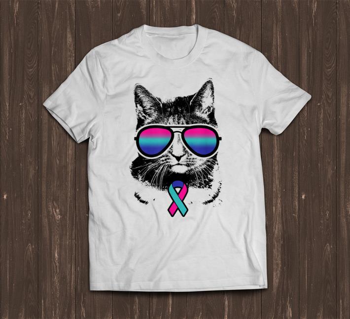 Premium Cat Thyroid Cancer Awareness Sunglass shirt