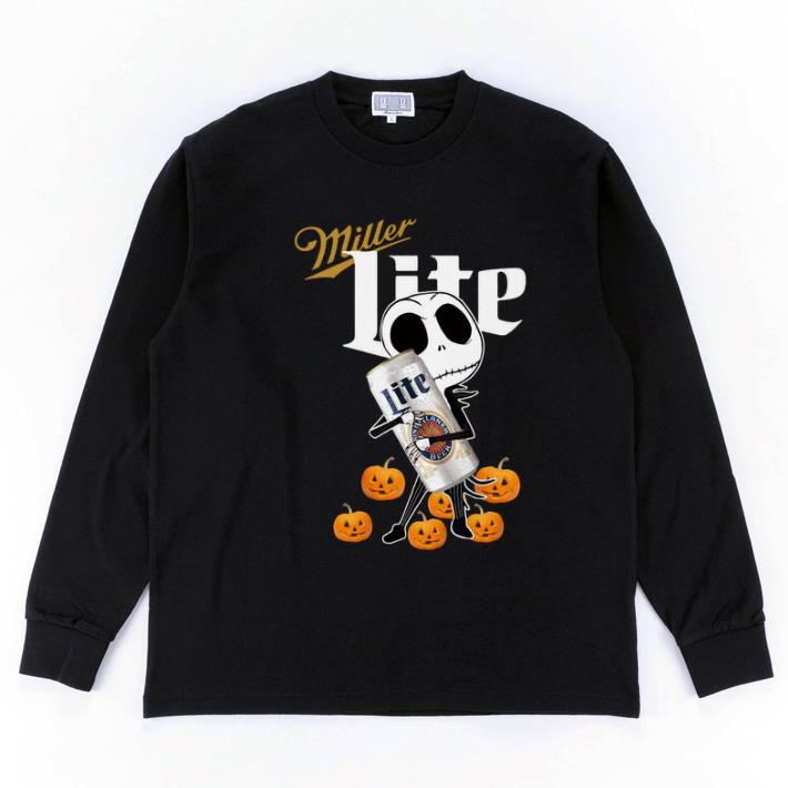 Premium Jack Skellington hug Miller Lite pumpkins shirt