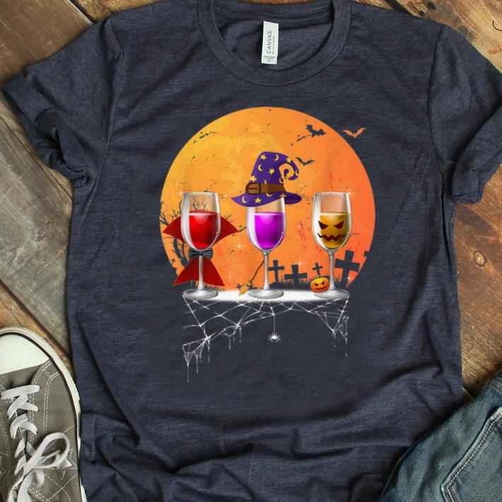 Premium Three Wine Glasses Halloween Pumpkin shirt