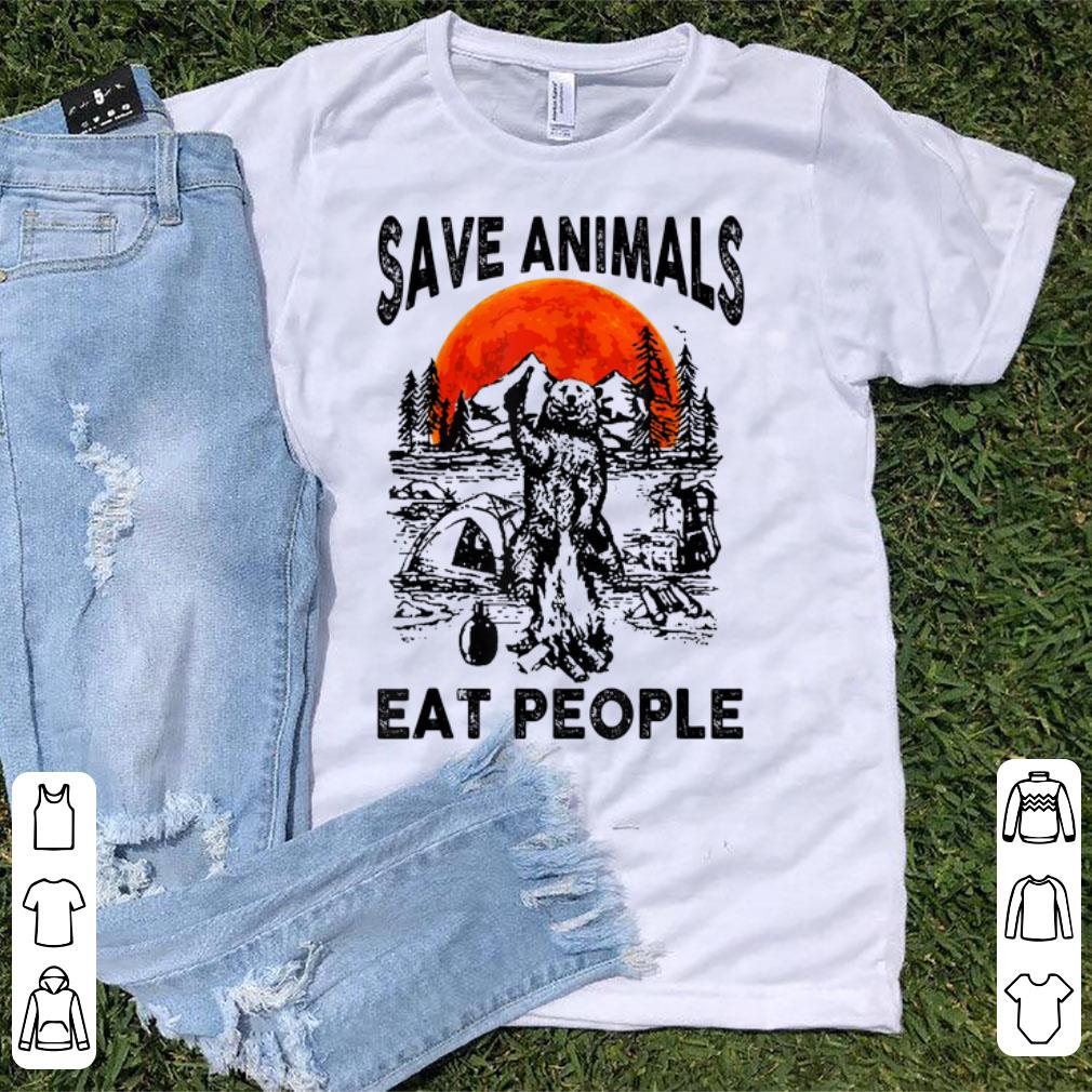 Pretty Bear Camping Save Animals Eat People Sunset shirt