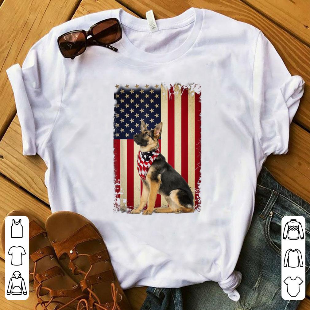 Pretty German Shepherd American Flag 4th of July Independence shirt