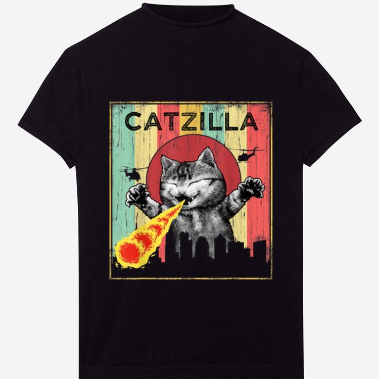 Pretty Vintage Catzilla Cat Laser Eye Halloween Costume shirt