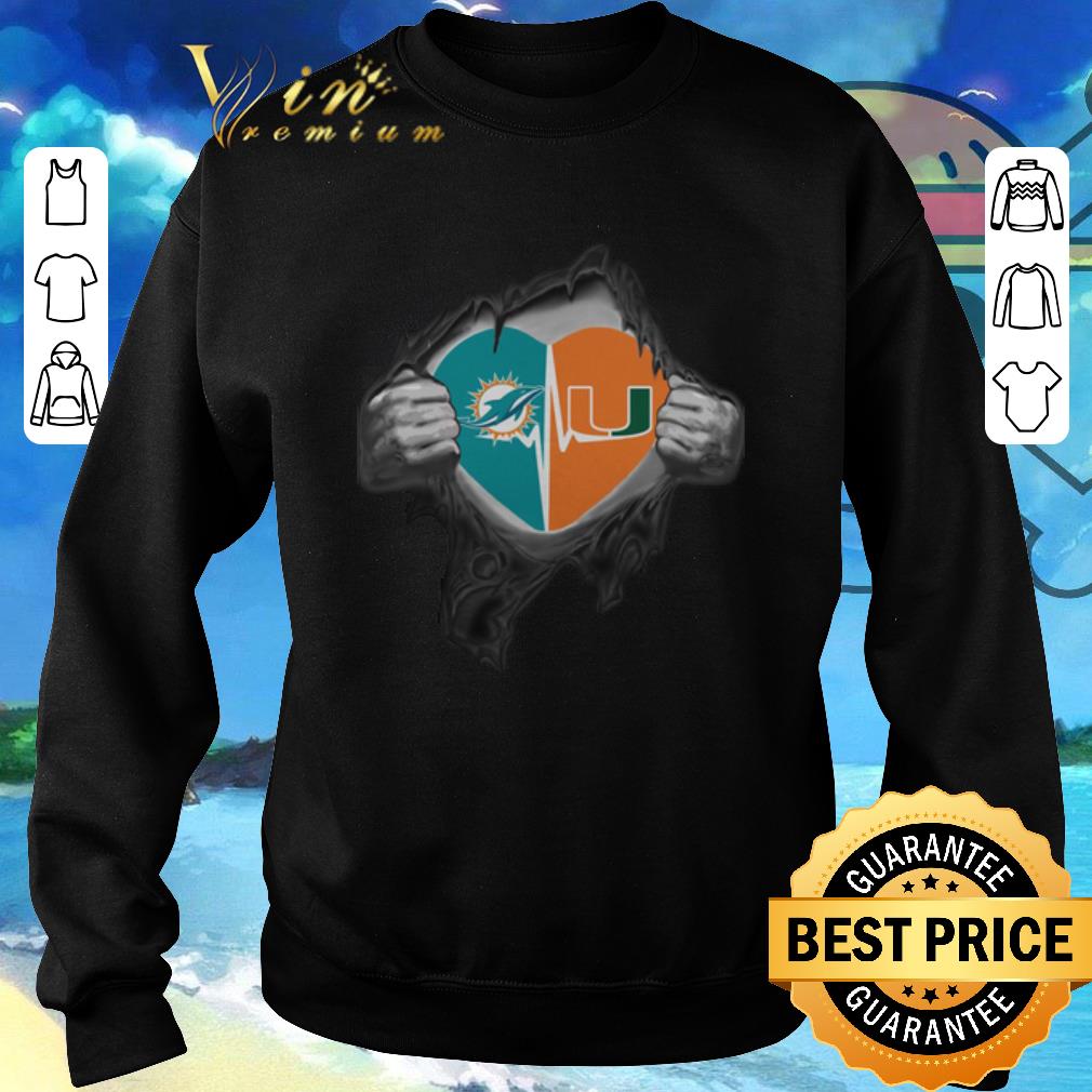 Top Miami Dolphins Miami Hurricanes inside my heart shirt 6 Top Miami Dolphins Miami Hurricanes inside my heart shirt