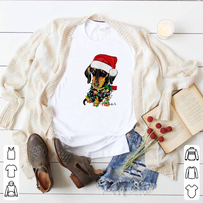 Awesome Dachshund Satan rose Christmas light shirt