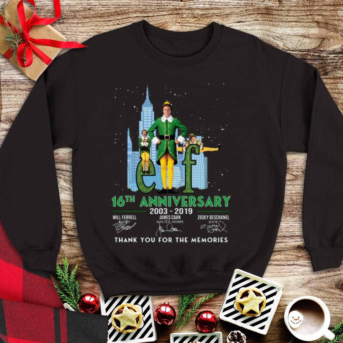 Awesome Elf 16th Anniversary 2003 2019 Thank You For The Memories shirt