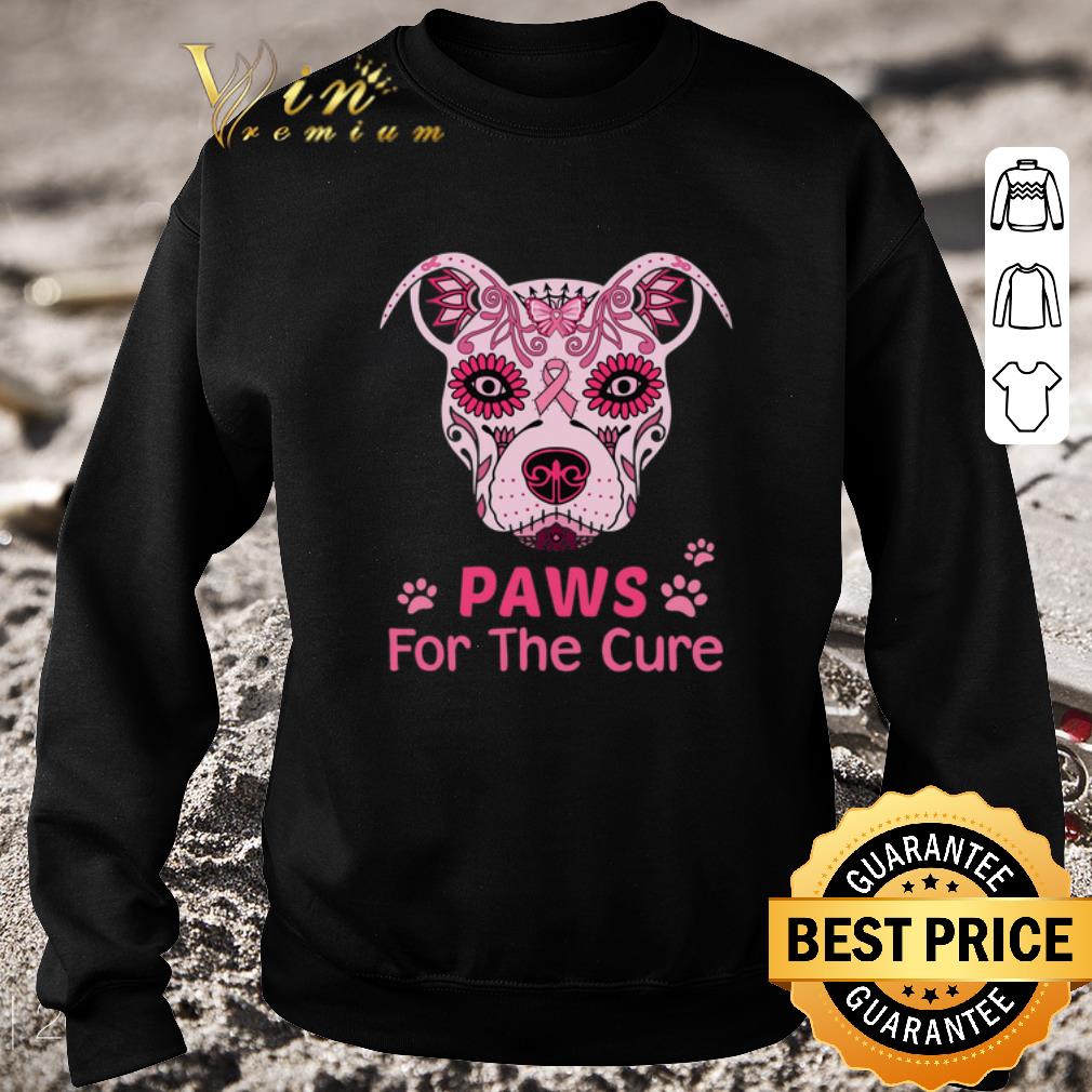 Awesome Pitbull Paws For The Cure Breast Cancer Awareness shirt