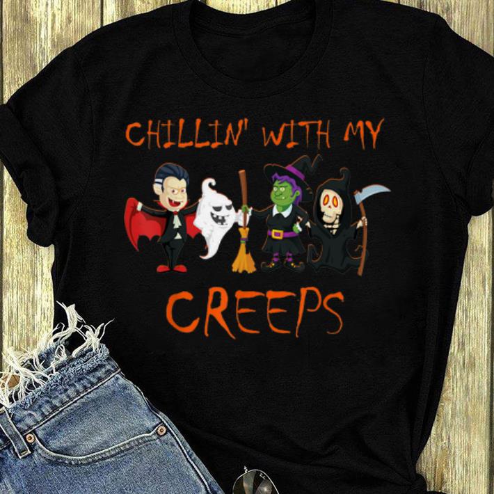 Funny Chillin With My Creeps Vampire Ghost Witch Skeleton shirt