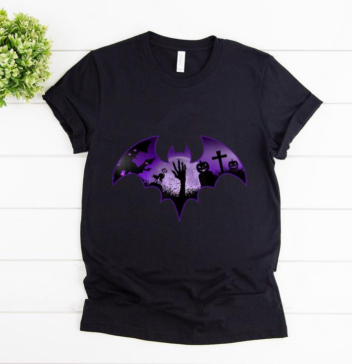 Hot Halloween Men Scary Bat Zombie Hand Cemetery Pumpkin shirt