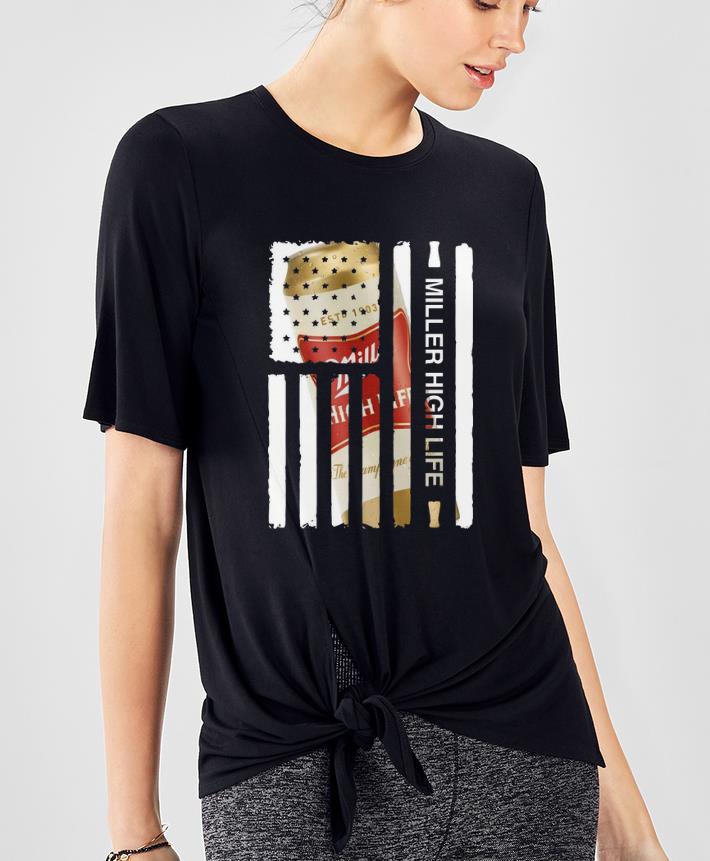 Nice American Flag Miller High Life shirt