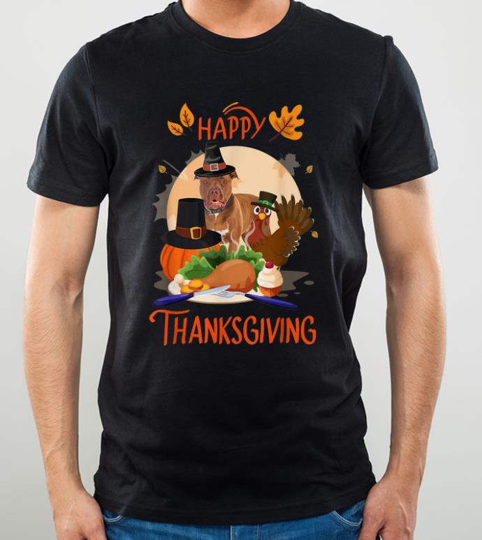 Nice Pitbull Happy Thanksgiving Pilgrim Turkey Funny Gift idea shirt