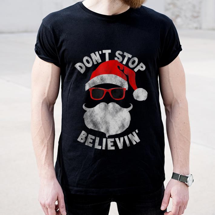 Original Don't Stop Believing Cool Shades Santa Christmas shirt