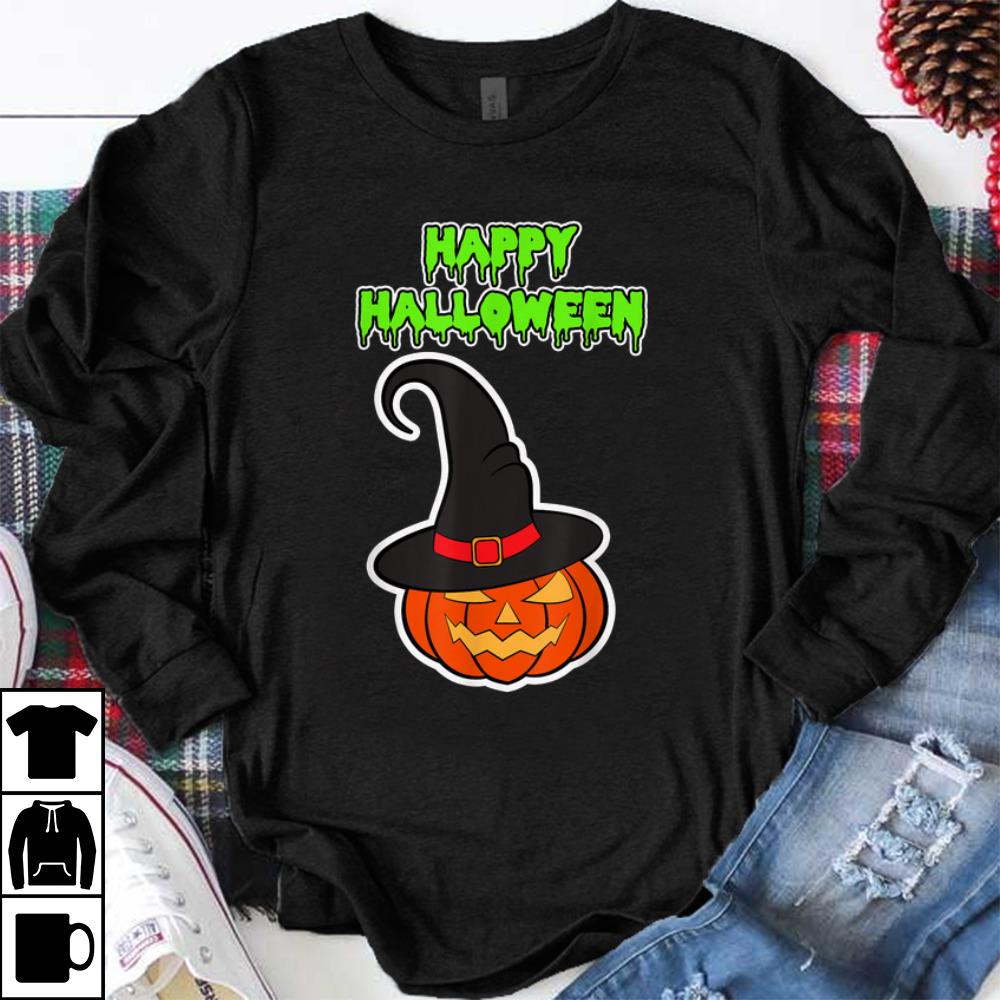 Original Scary Happy Halloween Pumpkin Witch Hat Women Men Kids shirt